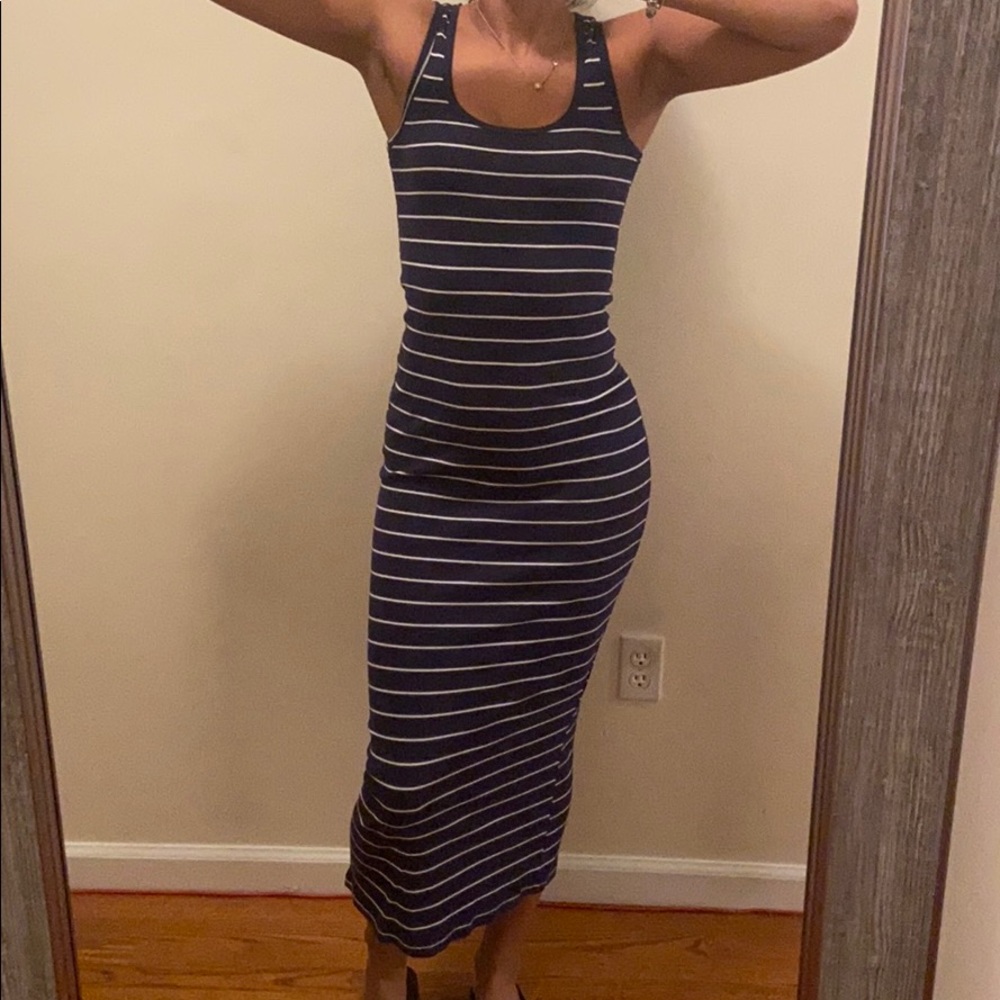 Navy Blue stripped maxi dress
